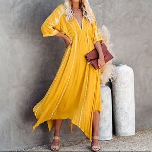 VICI MUSTARD YELLOW boho dress